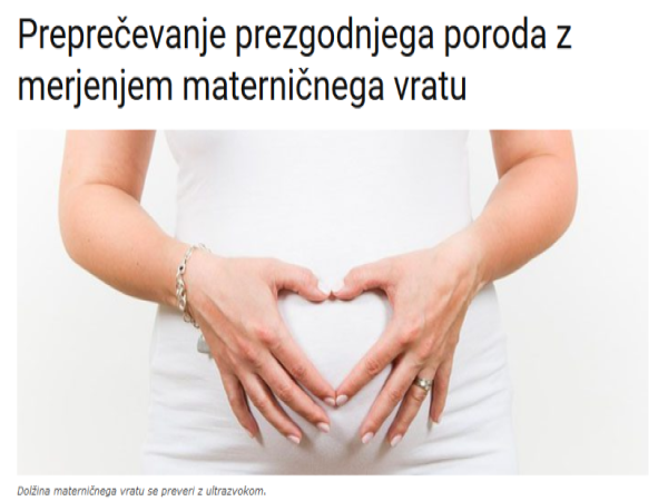 Preprečevanje prezgodnjega poroda z merjenjem materničnega vratu